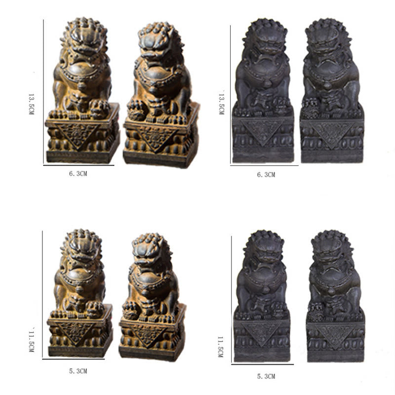 Buddha Stones Ręcznie robione Lwy Fu Foo Psy Żelazo Proszek Rdza Odlew Żywicy Statua Odpędzająca Zło Ochrona Dekoracja Domu