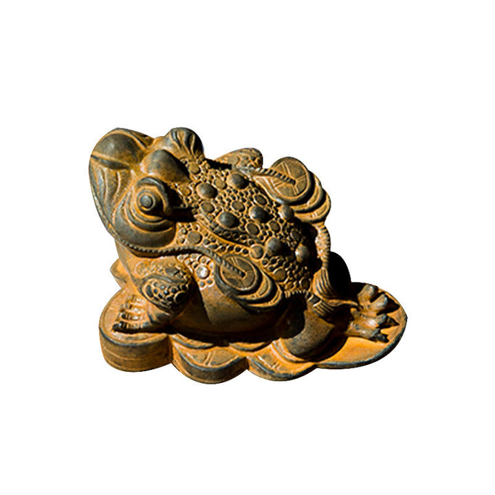 Buddha Stones Ręcznie Feng Shui Żaba Ropucha Miedziane Monety Proszek Żelaza Rdza Odlew Żywicy Statua Dekoracja Domu