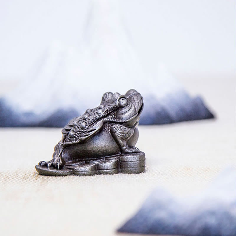 Buddha Stones Ręcznie Feng Shui Żaba Ropucha Miedziane Monety Proszek Żelaza Rdza Odlew Żywicy Statua Dekoracja Domu