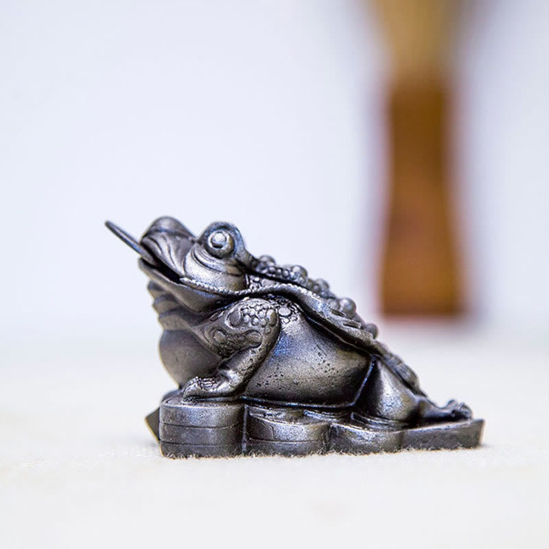 Buddha Stones Ręcznie Feng Shui Żaba Ropucha Miedziane Monety Proszek Żelaza Rdza Odlew Żywicy Statua Dekoracja Domu