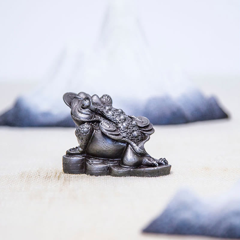 Buddha Stones Ręcznie Feng Shui Żaba Ropucha Miedziane Monety Proszek Żelaza Rdza Odlew Żywicy Statua Dekoracja Domu