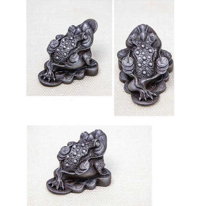 Buddha Stones Ręcznie Feng Shui Żaba Ropucha Miedziane Monety Proszek Żelaza Rdza Odlew Żywicy Statua Dekoracja Domu