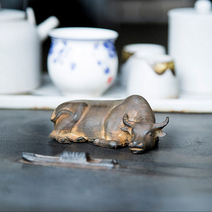Buddha Stones Ręcznie Robione Małe Wodne Bawoły Byk Żelazo Proszek Rdza Odlew Żywicy Statua Dekoracja Domu