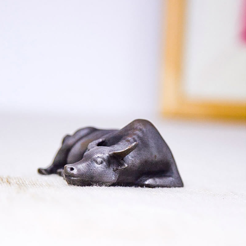 Buddha Stones Ręcznie Robione Małe Wodne Bawoły Byk Żelazo Proszek Rdza Odlew Żywicy Statua Dekoracja Domu