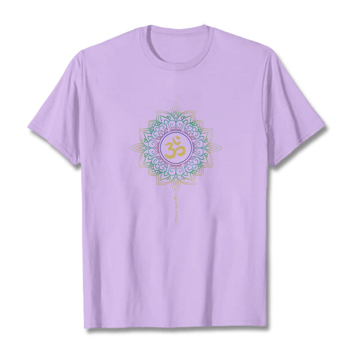 Buddha Stones OM Żółto-zielony Gradientowy Lotos Bawełniana Koszulka T-shirt - Śliwka - 2XL - image 15