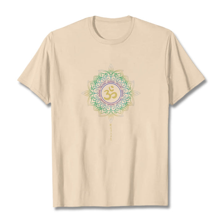 Buddha Stones OM Żółto-zielony Gradientowy Lotos Bawełniana Koszulka T-shirt - For - 2XL - image 8