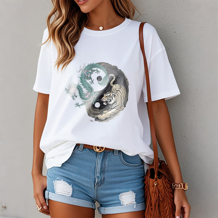 Koszulka z bawełny Buddha Stones Tiger Dragon Yin Yang - image 12