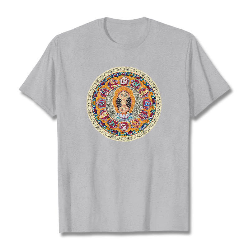 Buddha Stones Dorje Vajra Mandala Budda Bawełniana koszulka T-shirt - Jasnoszary - 2XL - image 17