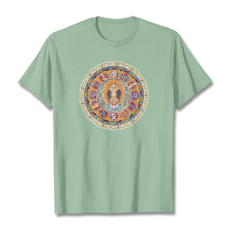 Buddha Stones Dorje Vajra Mandala Budda Bawełniana koszulka T-shirt - PaleGreen - 2XL - image 13