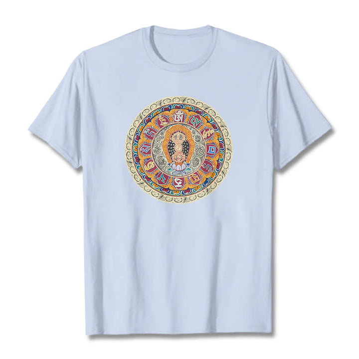 Buddha Stones Dorje Vajra Mandala Budda Bawełniana koszulka T-shirt - Jasnoniebieski - 2XL - image 9