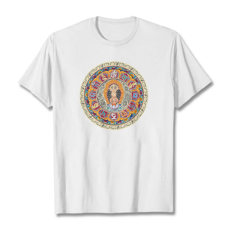 Buddha Stones Dorje Vajra Mandala Budda Bawełniana koszulka T-shirt - Biały - 2XL - image 10