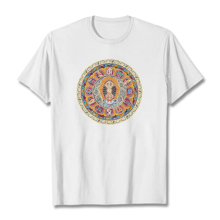 Buddha Stones Dorje Vajra Mandala Budda Bawełniana koszulka T-shirt - Biały - 2XL - image 10