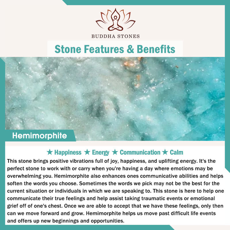 Kamień Buddy Różne Kryształy Malachit Lazuryt Hemimorfit Bransoletka Spokoju