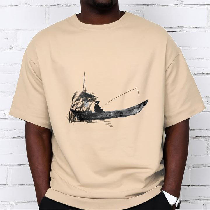 Koszulka z nadrukiem z motywem trawy i łodzi z motywem Buddha Stones - image 9