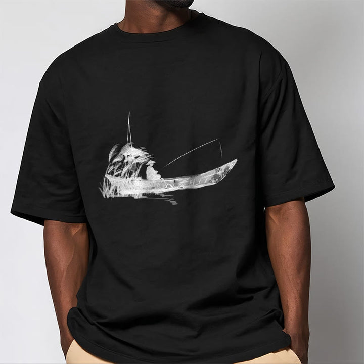 Koszulka z nadrukiem z motywem trawy i łodzi z motywem Buddha Stones - image 13