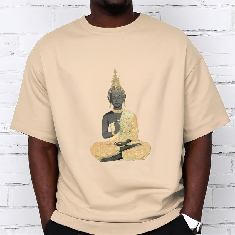 Koszulka z nadrukiem Buddha Stones Buddy Medytujący Budda Wzór Bawełna T-shirt - image 2