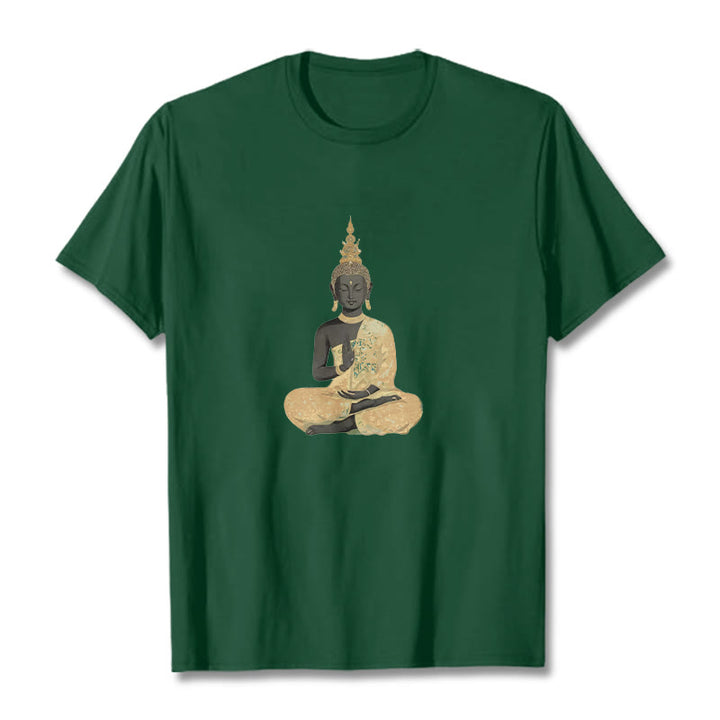 Koszulka z nadrukiem Buddha Stones Buddy Medytujący Budda Wzór Bawełna T-shirt - ForestGreen - 2XL - image 4