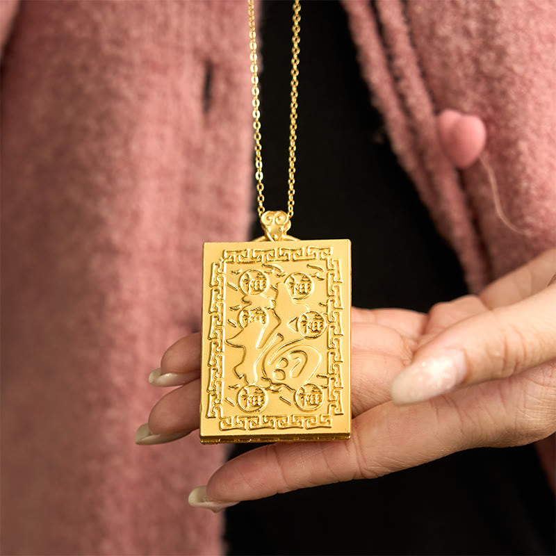 Naszyjnik Buddha Stones Smoka Złocona Miedź Hetian Jade Siła Wisiorek - image 5