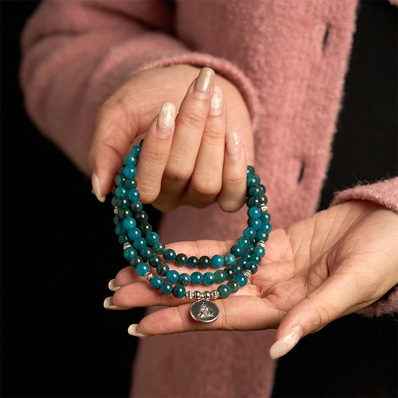 Buddha Stones 108 Koraliki Mala Koraliki Apatytowe Om Drzewo Życia Bransoletka Buddy Lotosu