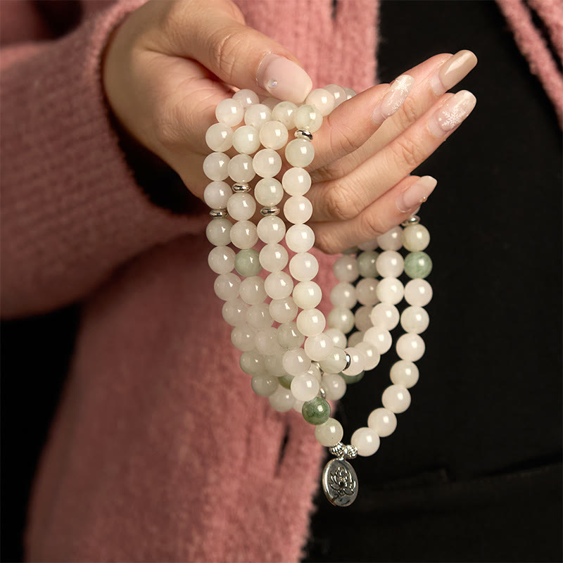 Buddha Stones 108 Mala Beads Naturalna Bransoletka Szczęścia Tianshan Jade Lotus