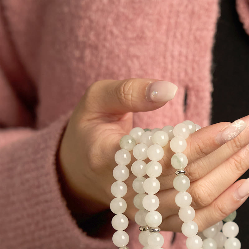 Buddha Stones 108 Mala Beads Naturalna Bransoletka Szczęścia Tianshan Jade Lotus