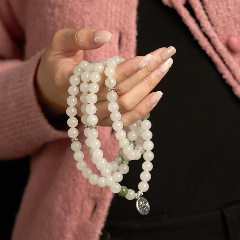 Buddha Stones 108 Mala Beads Naturalna Bransoletka Szczęścia Tianshan Jade Lotus