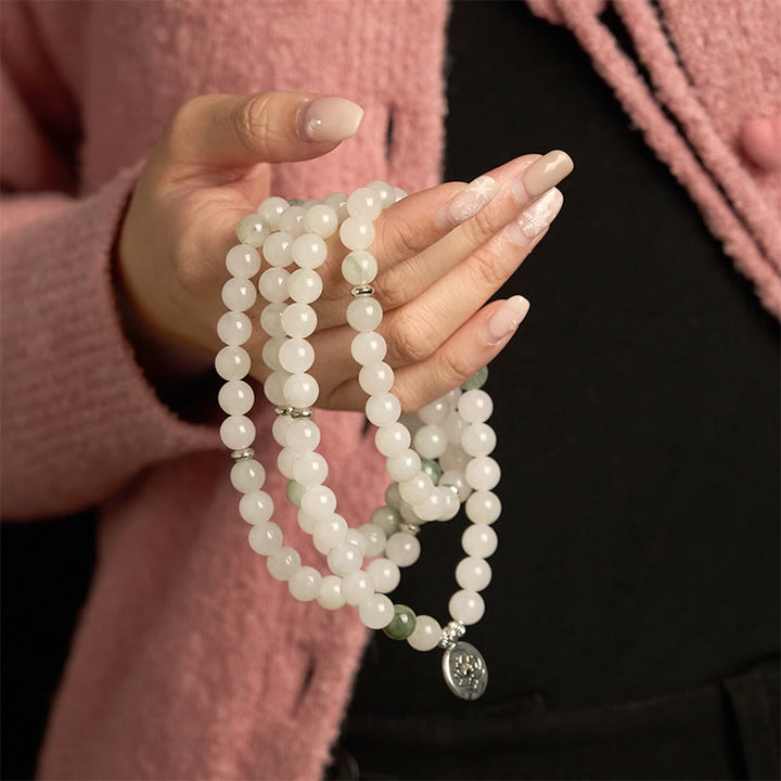 Buddha Stones 108 Mala Beads Naturalna Bransoletka Szczęścia Tianshan Jade Lotus