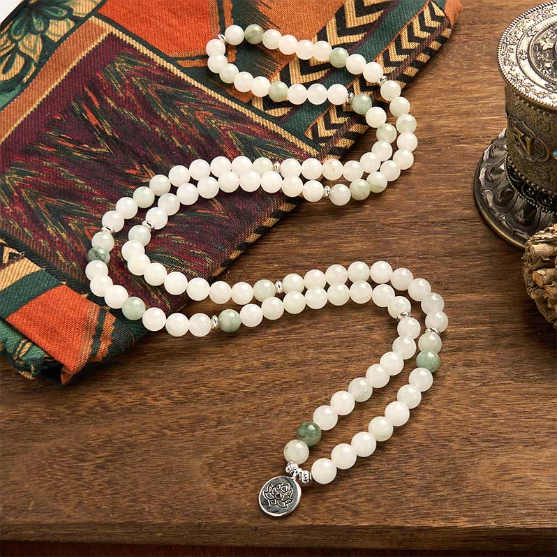 Buddha Stones 108 Mala Beads Naturalna Bransoletka Szczęścia Tianshan Jade Lotus