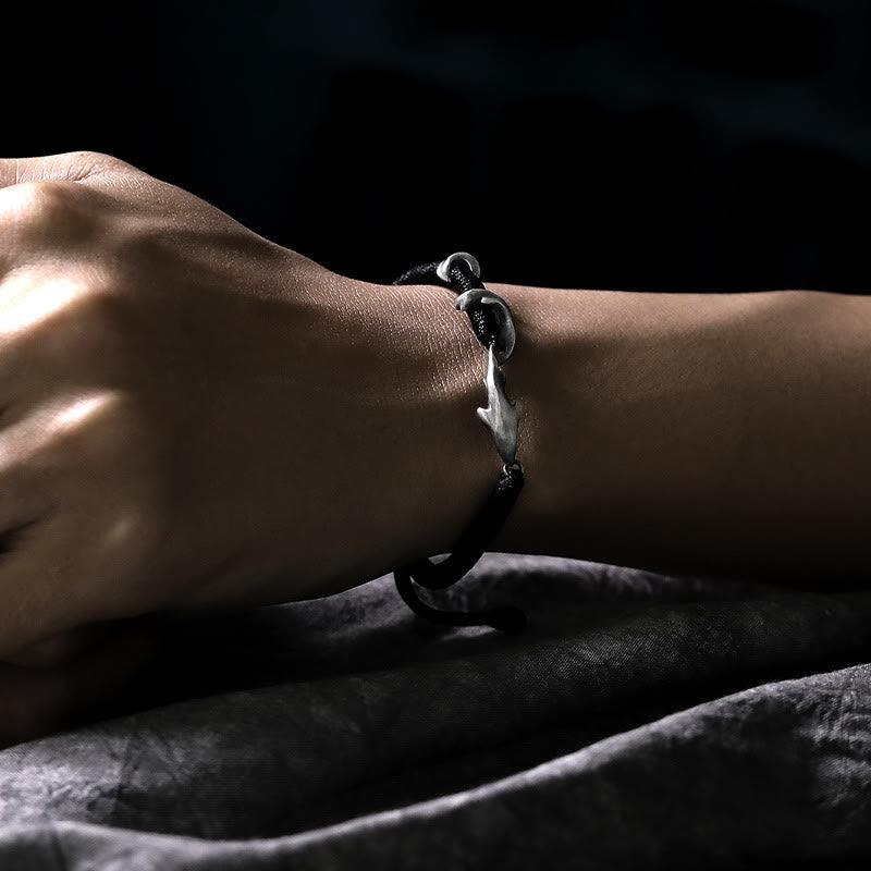 Bransoletka ochronna z Buddha Stones 999 ze srebra próby 925 z rekinem w kolorze czarnym - image 13