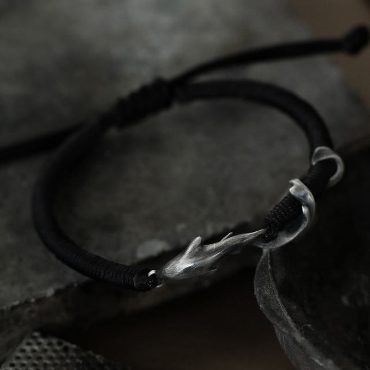 Bransoletka ochronna z Buddha Stones 999 ze srebra próby 925 z rekinem w kolorze czarnym - image 11