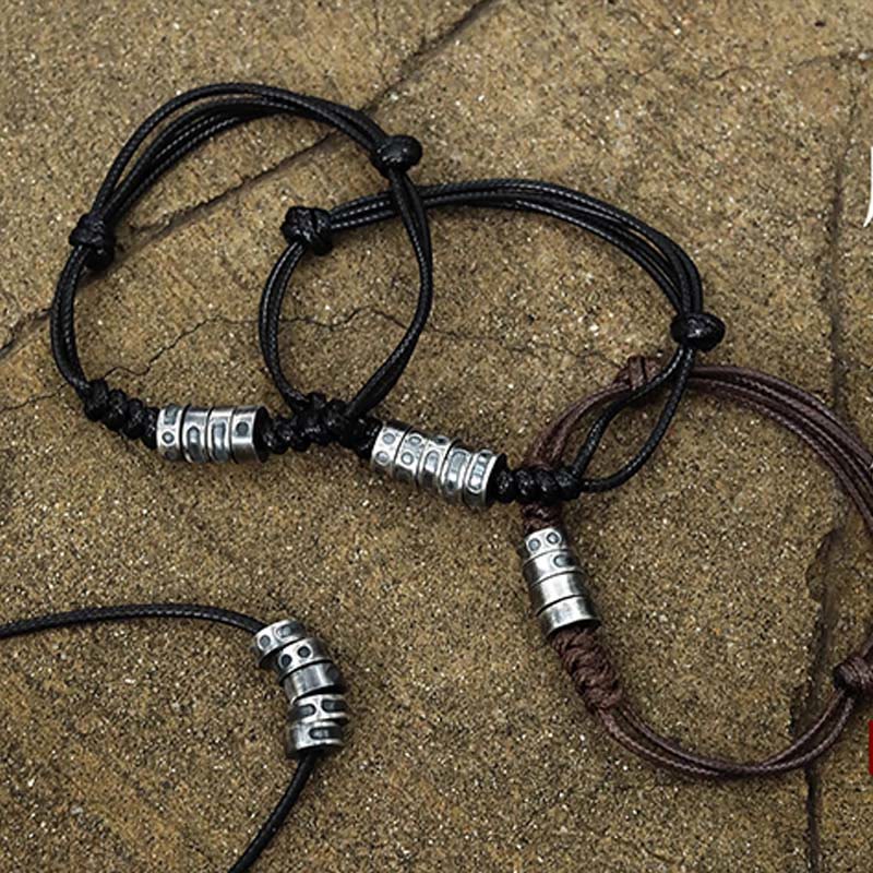 Bransoletka z wosku z Buddha Stones ze srebra próby 999 z kodem Morse'a i sznurkiem błogosławieństwa - image 19