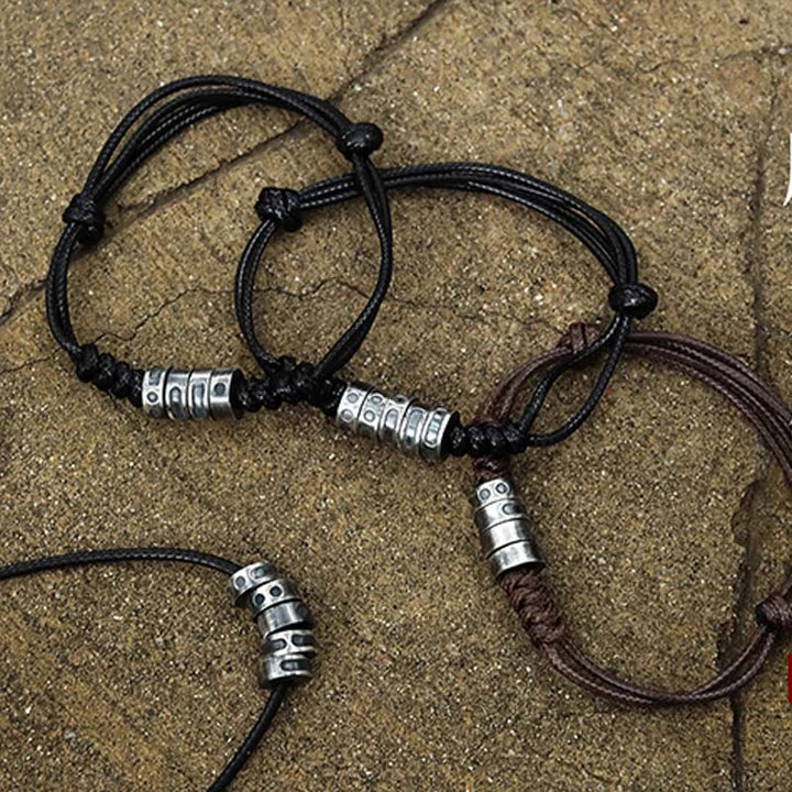 Bransoletka z wosku z Buddha Stones ze srebra próby 999 z kodem Morse'a i sznurkiem błogosławieństwa - image 19