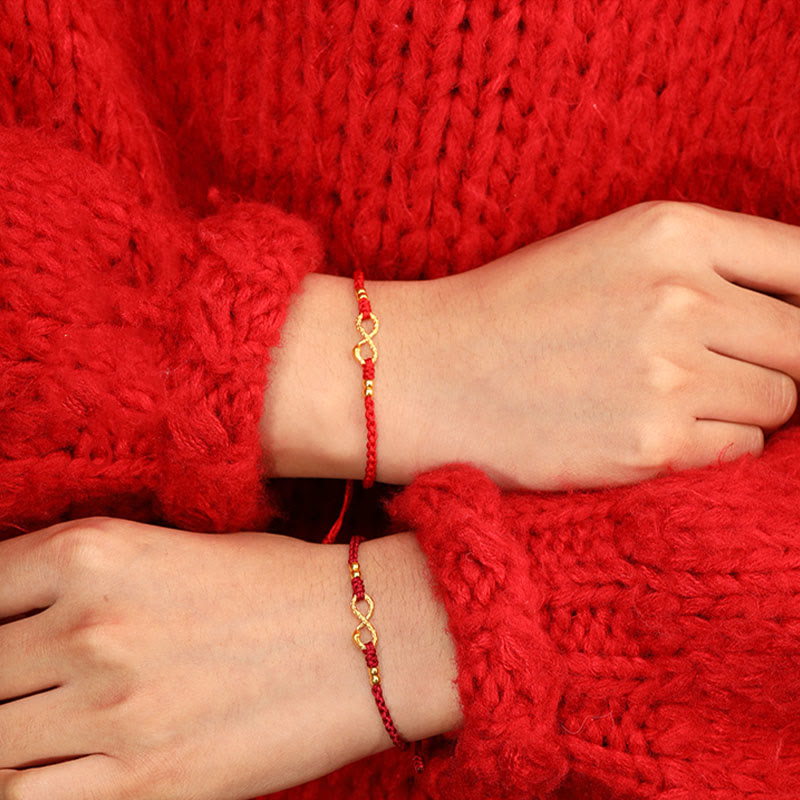 Buddha Stones 999 Złoty Rok Węża Wieczny Nieskończony Węzeł Nieskończoność Ręcznie Robiona Bransoletka Szczęścia - image 16