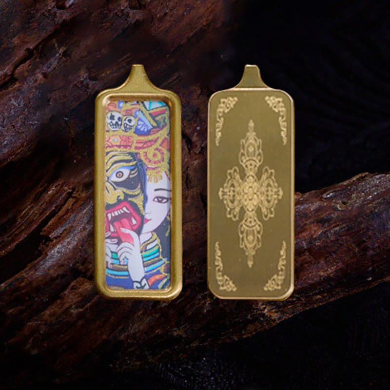 Buddha Stones Tybet Zakiram Żółty Bóg Bogactwa Dziewięcioogonowy Lis Malowany Ręcznie Thangka Spokojny Naszyjnik Wisiorek - image 1