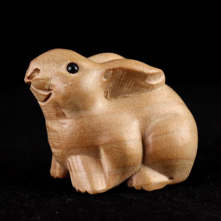 Buddha Stones Rok Węża Chiński Zodiak Fu Charakter Brzoskwiniowy Drewno Dom Posąg Dekoracja - Królik - Wysokość 11,5 cm - image 17