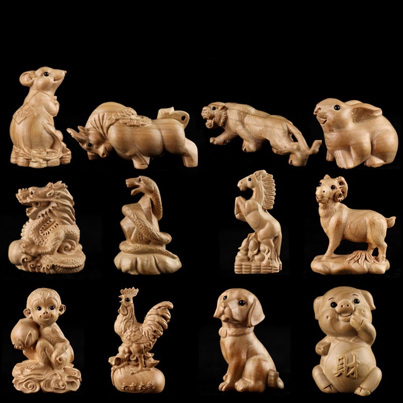 Buddha Stones Rok Węża Chiński Zodiak Fu Charakter Brzoskwiniowy Drewno Dom Posąg Dekoracja - image 34