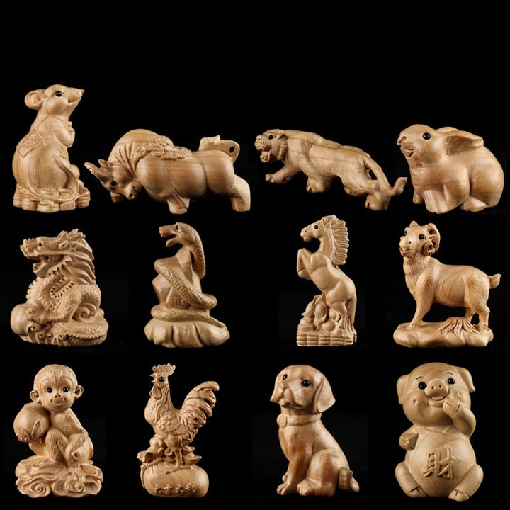 Buddha Stones Rok Węża Chiński Zodiak Fu Charakter Brzoskwiniowy Drewno Dom Posąg Dekoracja - image 34