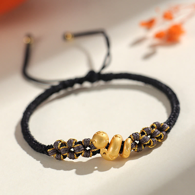 Buddha Stones Ręcznie robione 999 Srebro Sterling Rok Węża Czerwony Sznurek Serce Brzoskwiniowy Kwiat Bransoletka Szczęścia - Czarny sznurek ze srebra próby 999 (obwód nadgarstka: 15-18 cm) - image 12