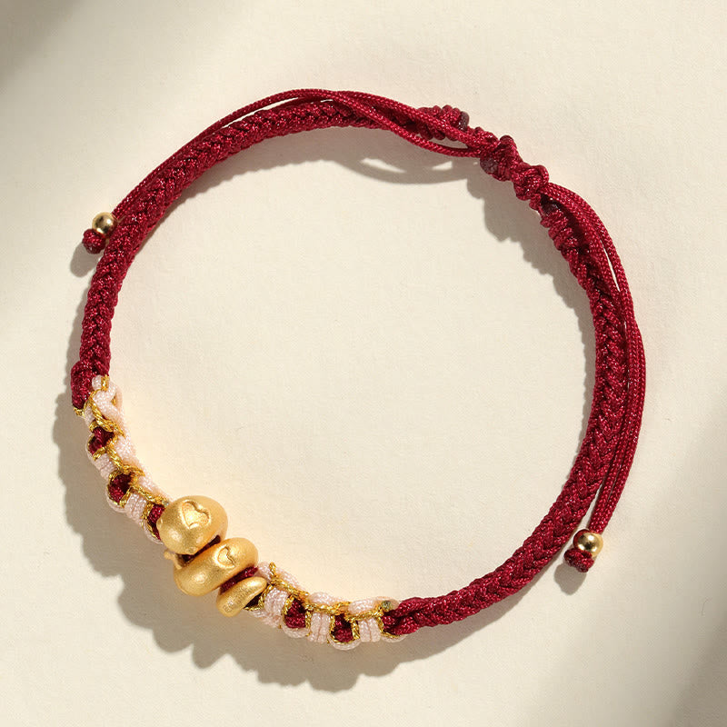 Buddha Stones Ręcznie robione 999 Srebro Sterling Rok Węża Czerwony Sznurek Serce Brzoskwiniowy Kwiat Bransoletka Szczęścia - image 11