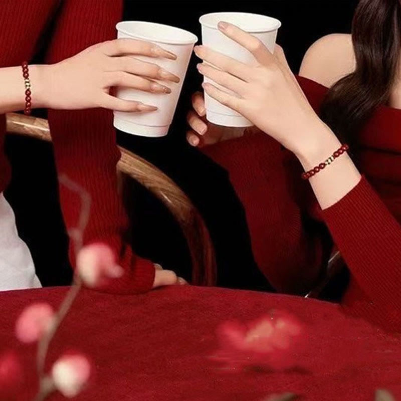 Buddha Stones Cynobrowe Koraliki Hetian Jade Bransoletka Błogosławieństwa Roku Węża