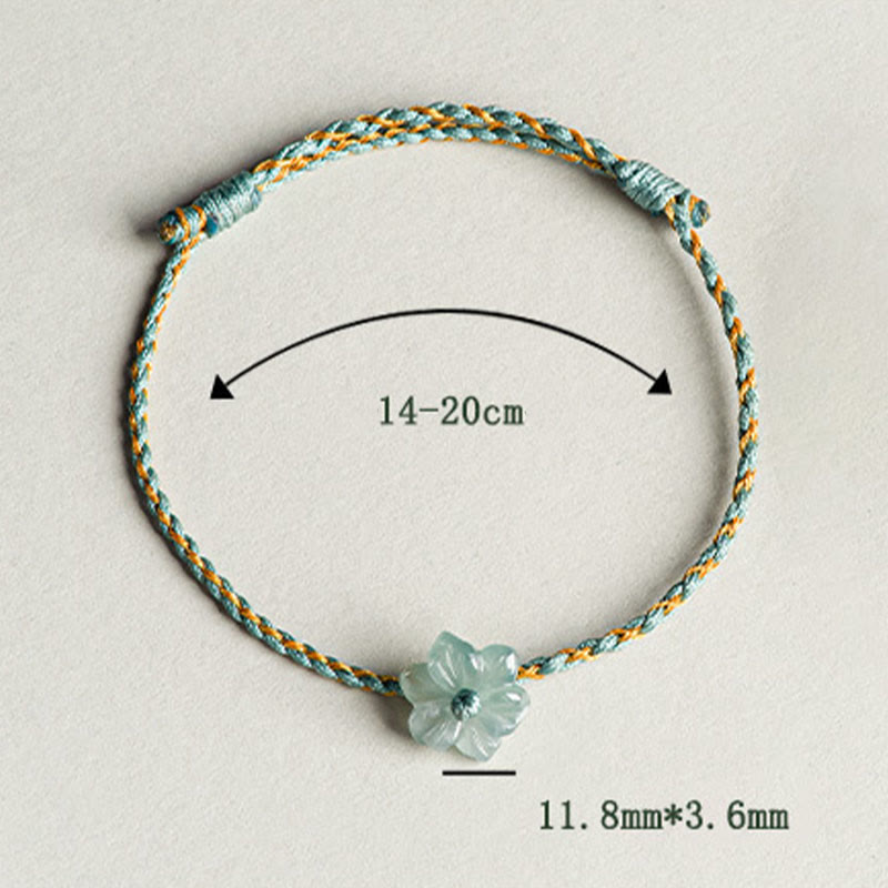 Bransoletka Buddha Stones z zielonego sznurka Jade Orchidea pleciona, ręcznie robiona, na znak dobrobytu