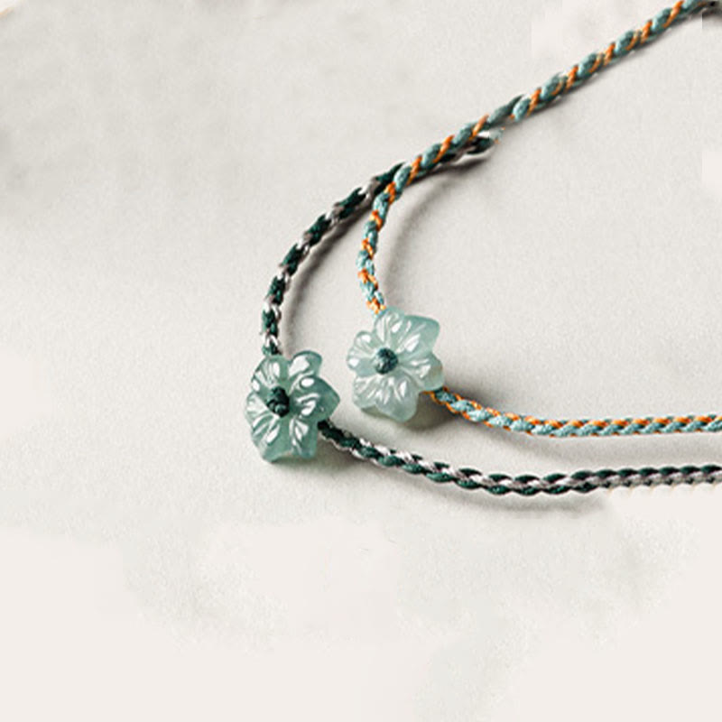 Bransoletka Buddha Stones z zielonego sznurka Jade Orchidea pleciona, ręcznie robiona, na znak dobrobytu