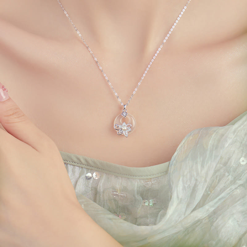 Buddha Stones Chalcedon Pokoju Klamra 999 Srebro Sterlingowe Naszyjnik Lotos Pozytywny Wisiorek - image 12