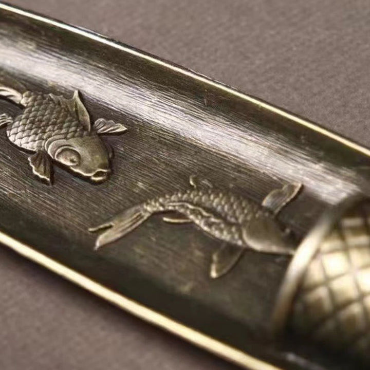 Buddha Stones Łódź rybaka Koi Ryba Stop cynkowy Uchwyt na kadzidełka Uzdrawiający palnik kadzideł Dekoracja