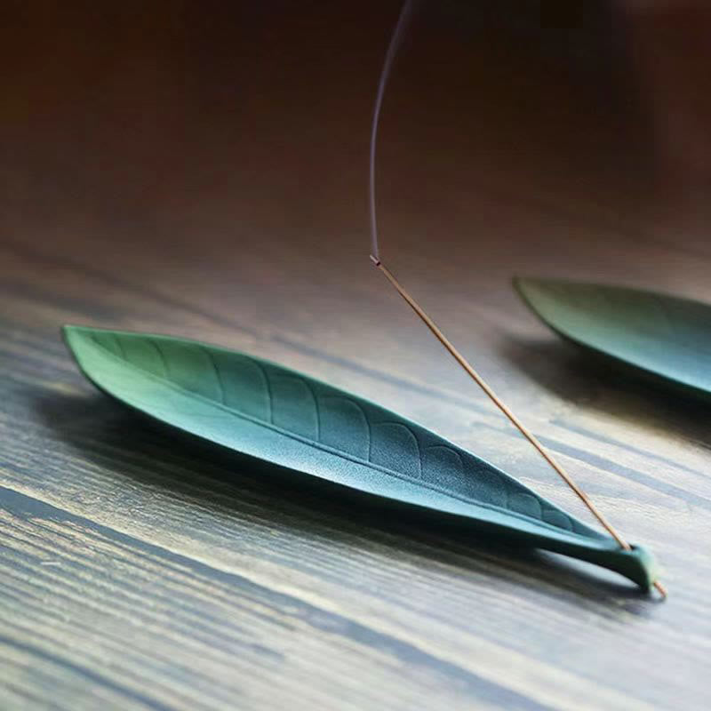 Buddha Stones Liść Wierzby Uzdrawiająca Ceramiczna Kadzielnica Dekoracja