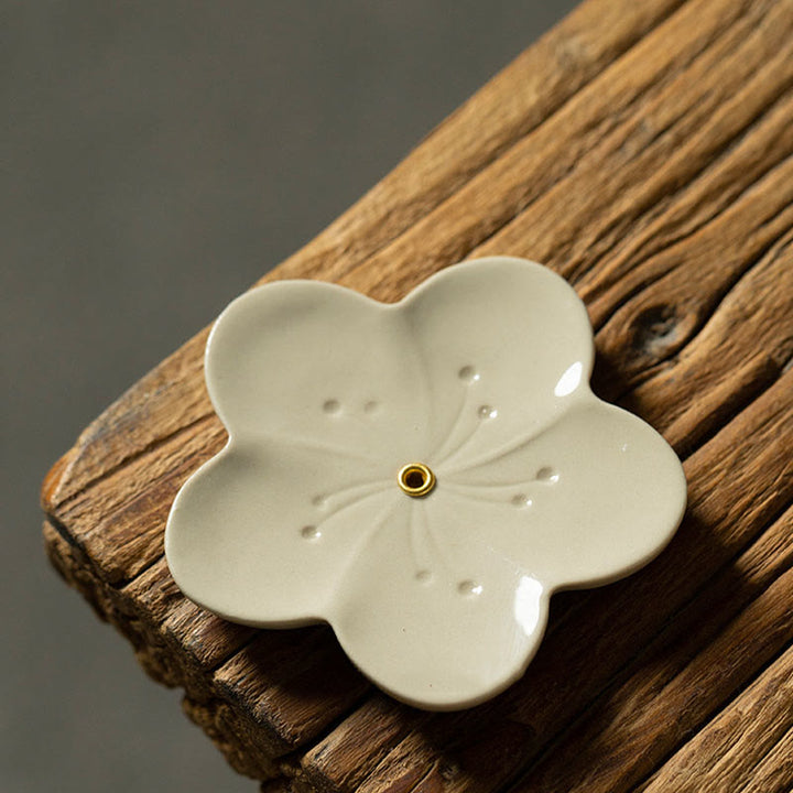 Buddha Stones Lotos Kwiat Wiśni Kwiat Śliwy Chryzantema Uzdrawiająca Ceramiczna Kadzielnica Dekoracja