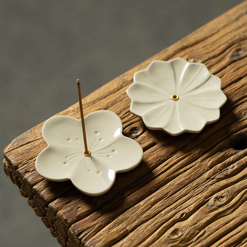 Buddha Stones Lotos Kwiat Wiśni Kwiat Śliwy Chryzantema Uzdrawiająca Ceramiczna Kadzielnica Dekoracja