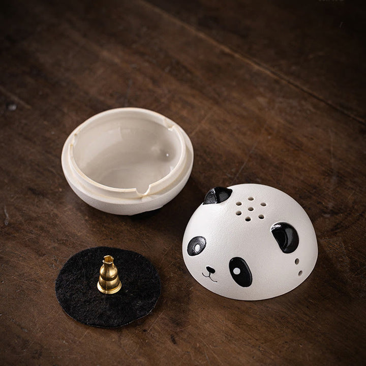 Buddha Stones Słodka Panda Uzdrawiająca Ceramiczna Kadzielnica Dekoracja Biurka