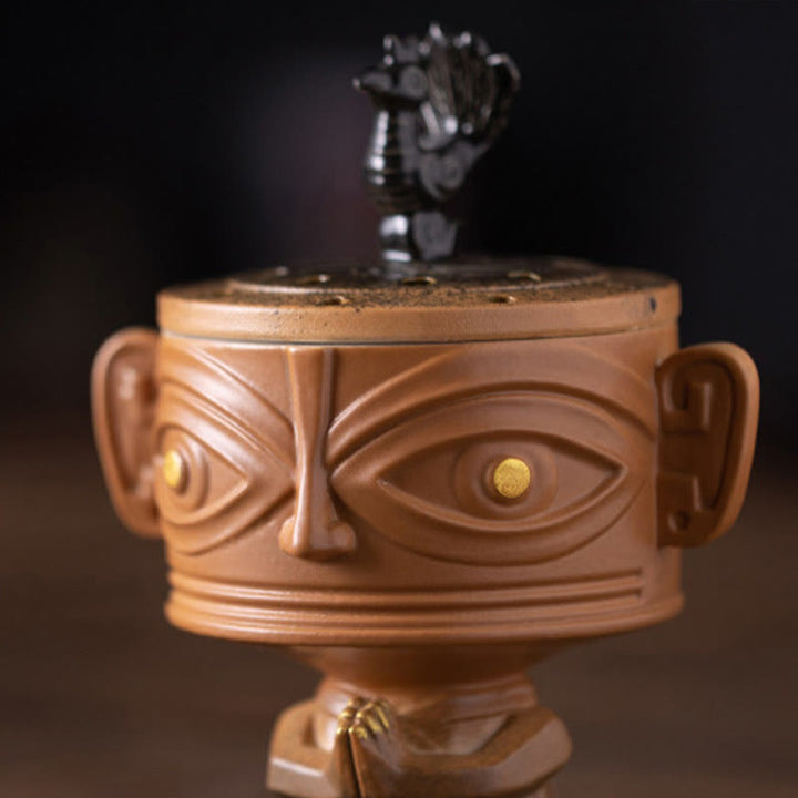 Buddha Stones Sanxingdui Uzdrawiająca ceramiczna kadzielnica Dekoracja biurka