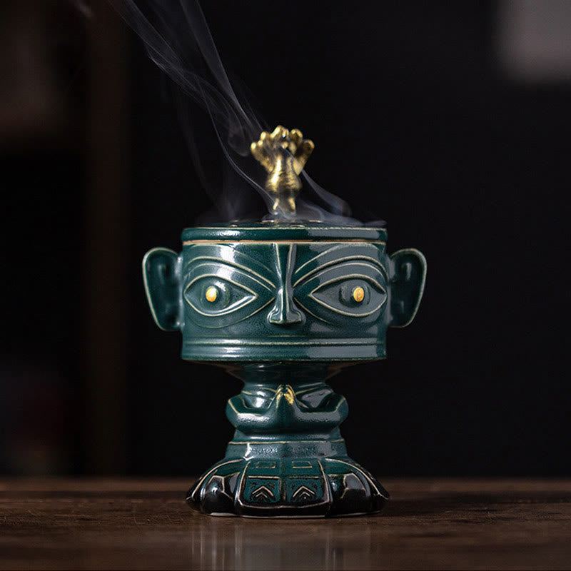 Buddha Stones Sanxingdui Uzdrawiająca ceramiczna kadzielnica Dekoracja biurka